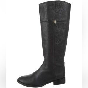 Tory Burch boots black grained leather knee high zip up boots luxury boots